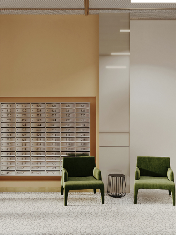 Интерьеры МОП 4-й очереди сити-квартала "Инские холмы"